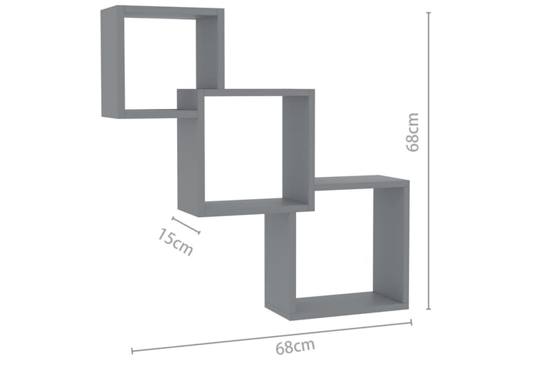 Kubhyllor högglans grå 84,5x15x27 cm spånskiva - Grå - Förvaring - Hylla - Vägghylla