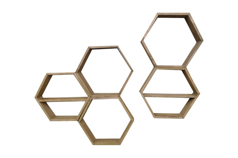 Vägghylla Arthur 5 Hexagoner - Trä - Förvaring - Småförvaring - Väggförvaring