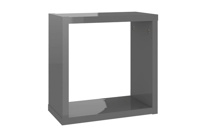 Vägghylla kubformad 2 st grå högglans 30x15x30 cm - Grå högglans - Förvaring - Hylla - Vägghylla