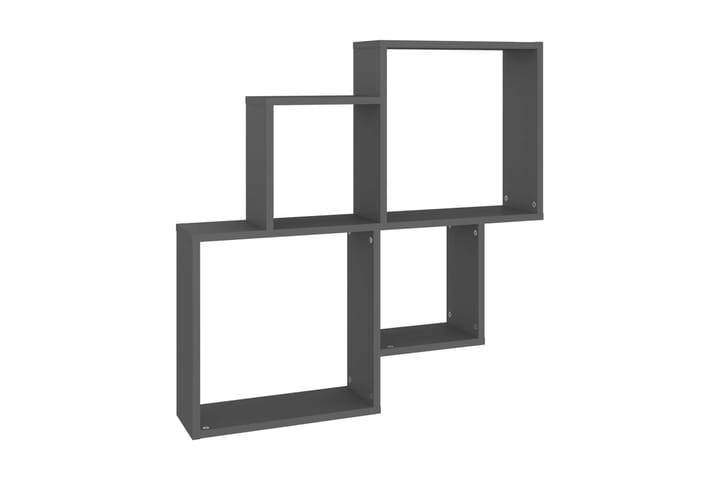 Vägghylla kubformad grå 80x15x78,5 cm spånskiva - Grå - Förvaring - Hylla - Vägghylla