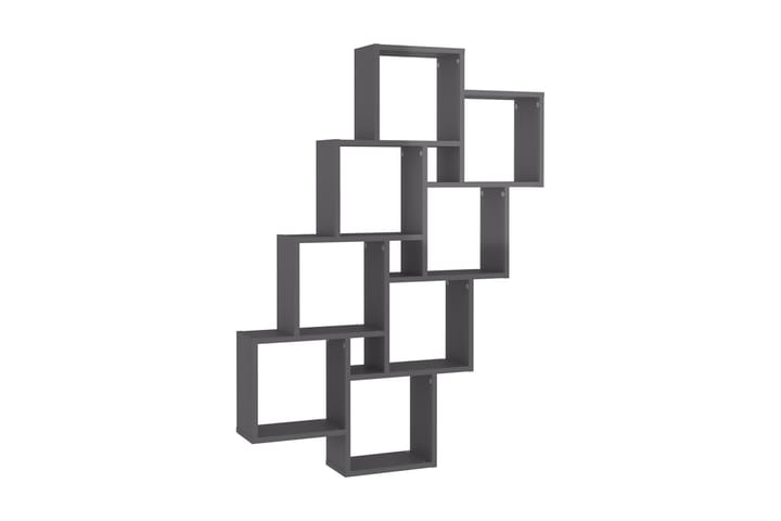 Vägghylla kubformad grå högglans 90x15x119 cm spånskiva - Grå högglans - Förvaring - Hylla - Vägghylla