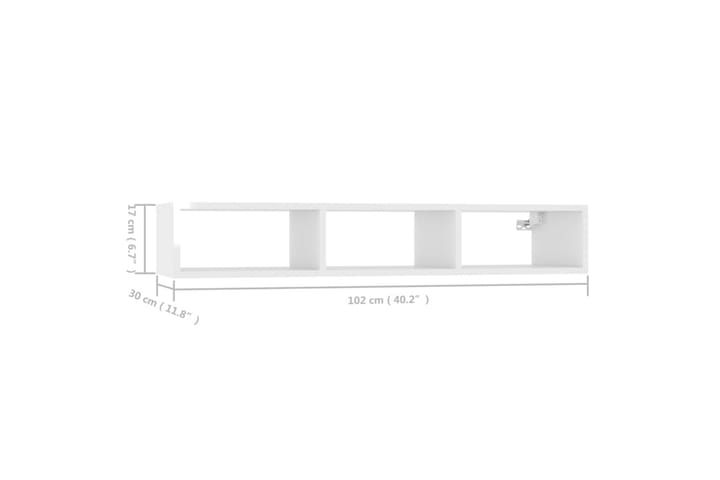 Vägghylla vit högglans 102x30x17 cm spånskiva - Vit högglans - Förvaring - Hylla - Vägghylla
