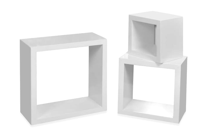 Vägghyllor kub 3 st vit - Vit - Möbler - Bord & matgrupp - Kontorsbord - Skrivbord - Hörnskrivbord