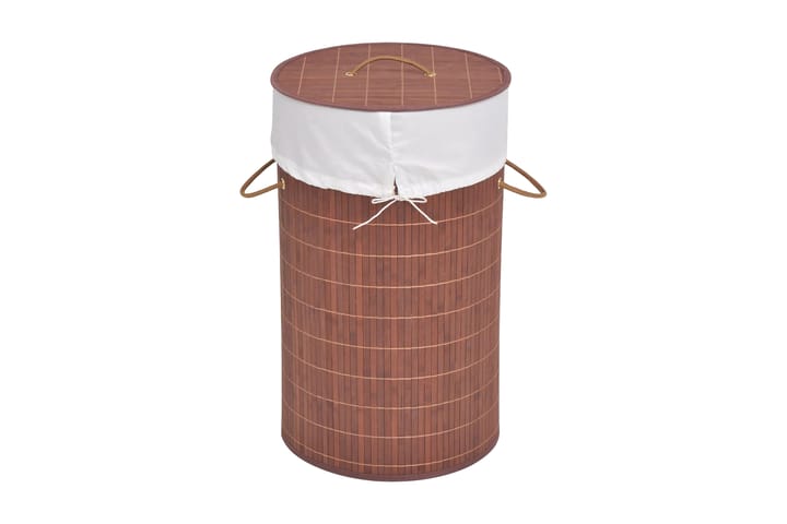 Tvättkorg i bambu rund brun - Brun - Förvaring - Klädförvaring - Tvättkorg