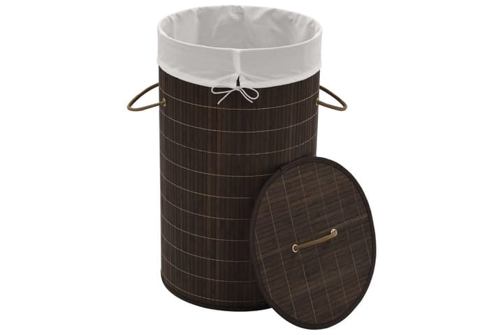 Tvättkorg i bambu rund mörkbrun - Brun - Förvaring - Klädförvaring - Tvättkorg