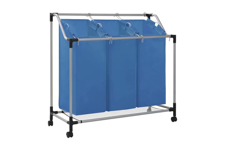 Tvättsorterare med 3 påsar blå stål - Blå - Förvaring - Klädförvaring - Tvättkorg