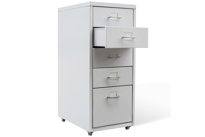 Arkivskåp med 5 lådor grå 68,5 cm stål - Grå - Förvaring - Skåp - Förvaringsskåp - Kontorsskåp - Arkivskåp & hängmappsskåp
