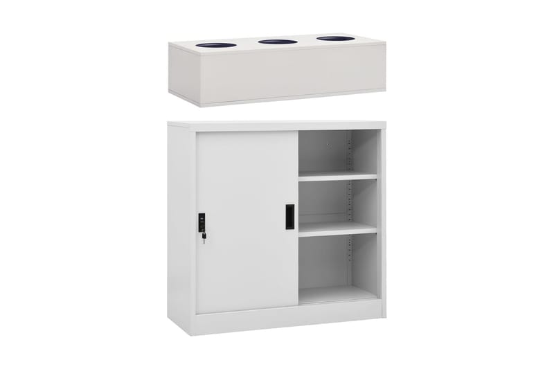 3095264 Sliding Door Cabinet with Planter Box Light Grey Ste