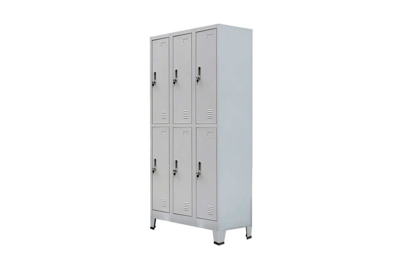 Klädskåp för omklädningsrum med 6 fack stål 90x45x180 cm grå - Grå - Förvaring - Skåp - Förvaringsskåp - Klädskåp & omklädningsskåp