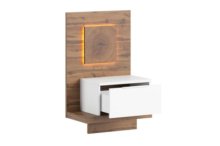 Sängbord Murelle 60 cm Höger - Trä|Natur|Vit - Förvaring - Skåp - Förvaringsskåp