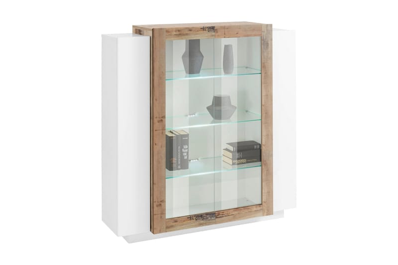 Vitrinskåp Coronew 120x45 cm - Glas/Vit/Natur/Lönnfärg - Möbler - Bord & matgrupp - Soffbord