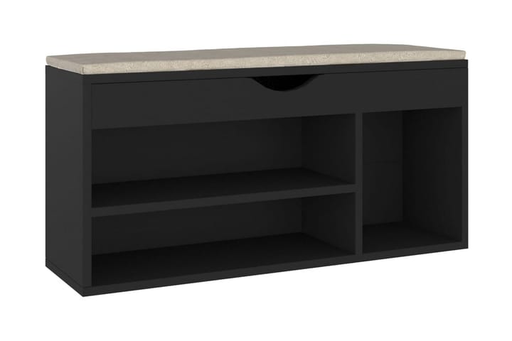 Skobänk med dyna svart 104x30x49 cm spånskiva - Svart - Möbler - Hallmöbler - Möbelset för hall & entre