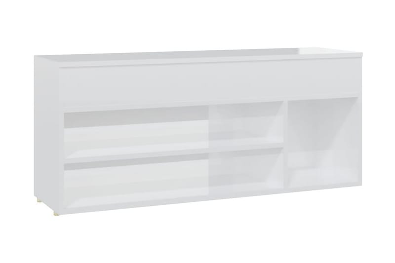 Skobänk vit högglans 105x30x45 cm spånskiva - Vit - Förvaring - Skåp - Förvaringsskåp