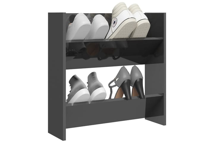 Väggmonterat skoställ grå högglans 60x18x60 cm spånskiva - Grå högglans - Förvaring - Skoförvaring - Skohylla & skoställ