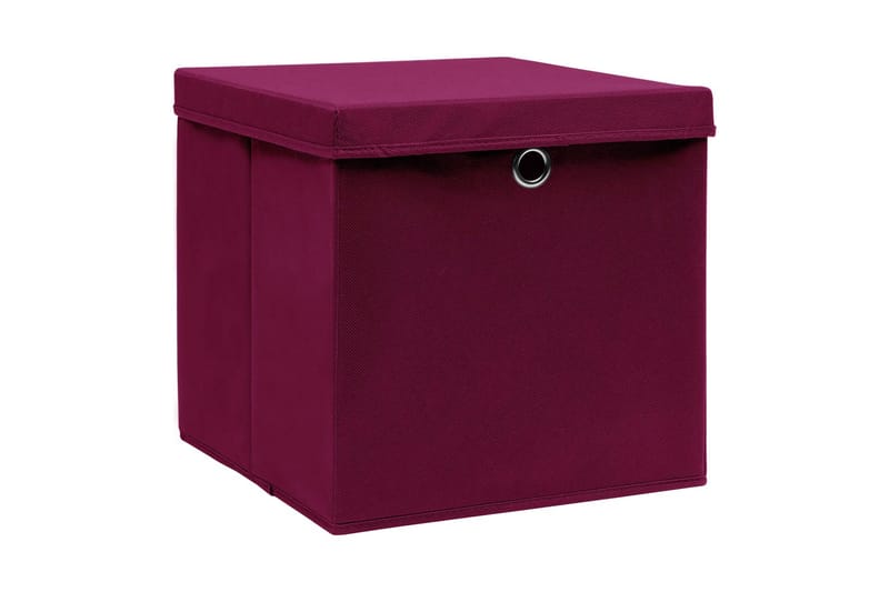 Förvaringslådor med lock 10 st 28x28x28 cm mörkröd - Röd - Förvaring - Småförvaring - Förvaringskorg