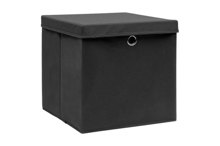 Förvaringslådor med lock 10 st 28x28x28 cm svart - Svart - Förvaring - Småförvaring - Förvaringslåda