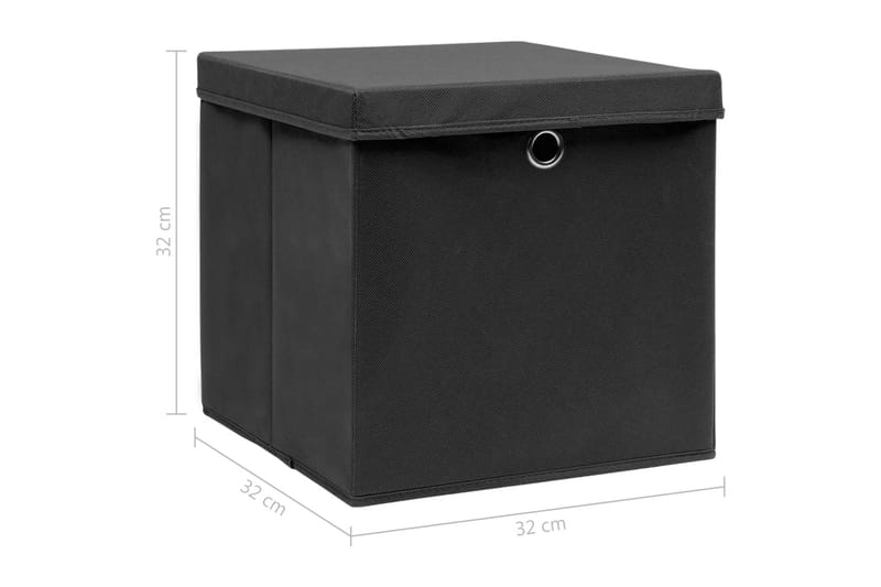 Förvaringslådor med lock 10 st svart 32x32x32 cm tyg - Svart - Förvaring - Småförvaring - Förvaringslåda