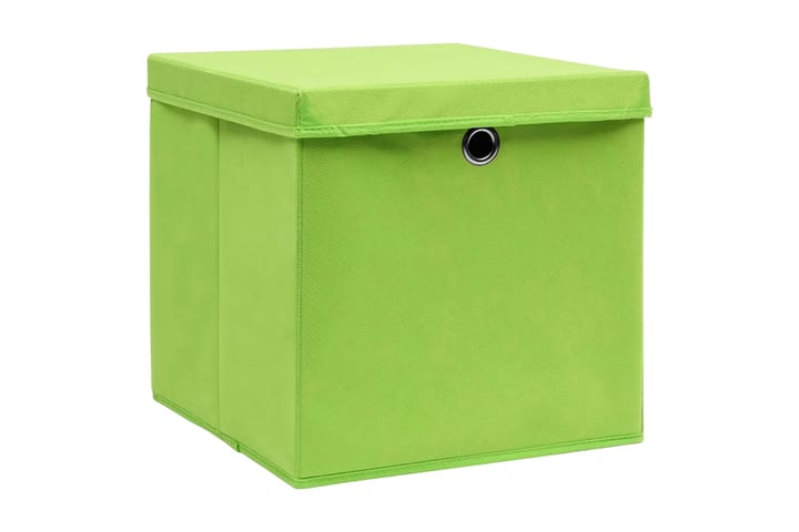 Förvaringslådor med lock 4 st grön 32x32x32 cm tyg - Grön - Förvaring - Småförvaring - Förvaringslåda