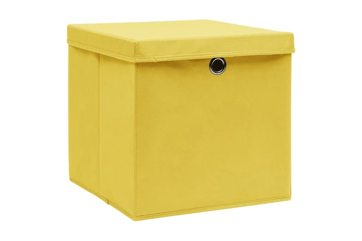 Förvaringslådor med lock 4 st gul 32x32x32 cm tyg - Gul - Förvaring - Småförvaring - Förvaringslåda