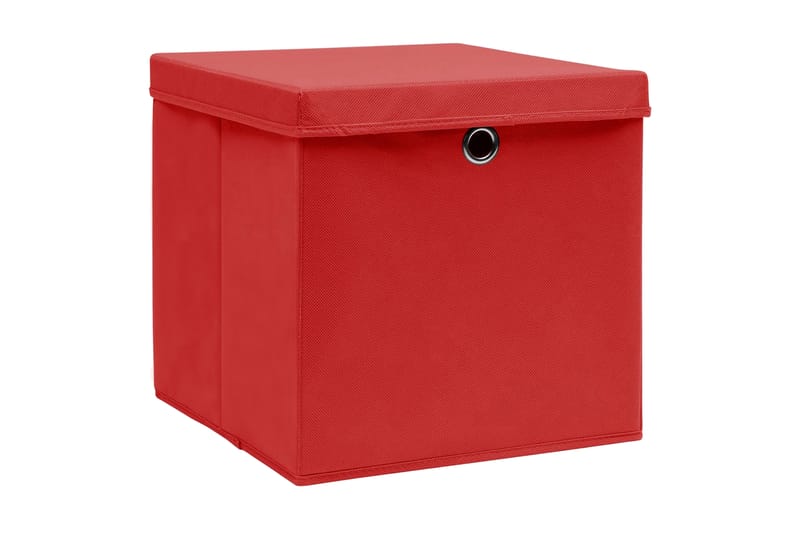 Förvaringslådor med lock 4 st röd 32x32x32 cm tyg - Röd - Förvaring - Småförvaring - Förvaringslåda