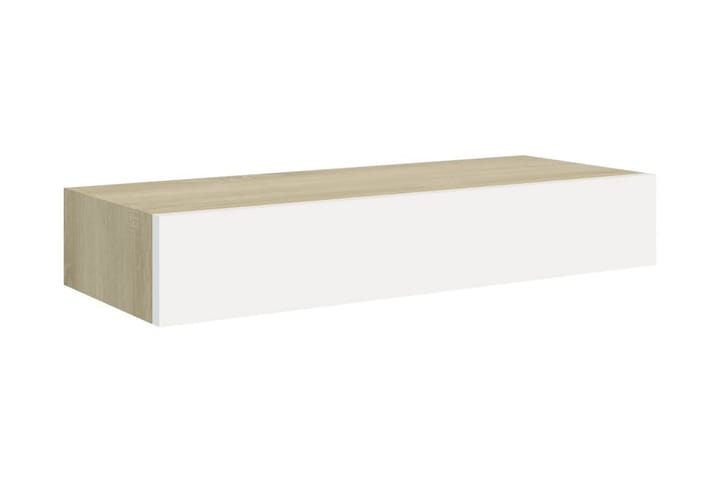 Väggmonterad låda ek och vit 60x23,5x10 cm MDF - Grå - Förvaring - Småförvaring - Förvaringslåda