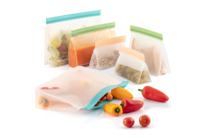 Matförvaringspåsar Kitchen Foodies 6-pack Transparent - InnovaGoods - Servering & matlagning - Köksmaskiner - Värma & koka - Sous vide - Zip- & vakuumpåse