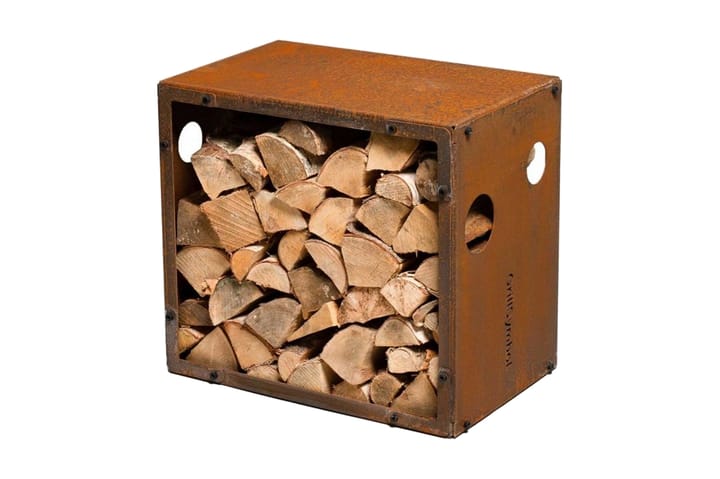 WoodStock S Vedförvaring Cortenstål 52x60x37 cm - GrillSymbol - Förvaring - Småförvaring - Förvaringsställ - Vedställ & vedhylla