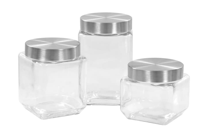 Förvaringsburkar i glas med korklock 6 st 800/1200/1700 ml - Transparent - Förvaring - Småförvaring