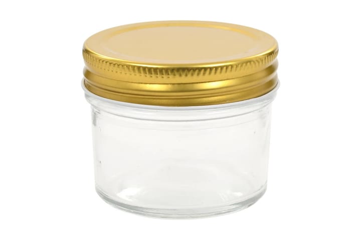 Syltburkar i glas med guldfärgade lock 96 st 110 ml - Guld - Förvaring - Småförvaring - Förvaringsburk