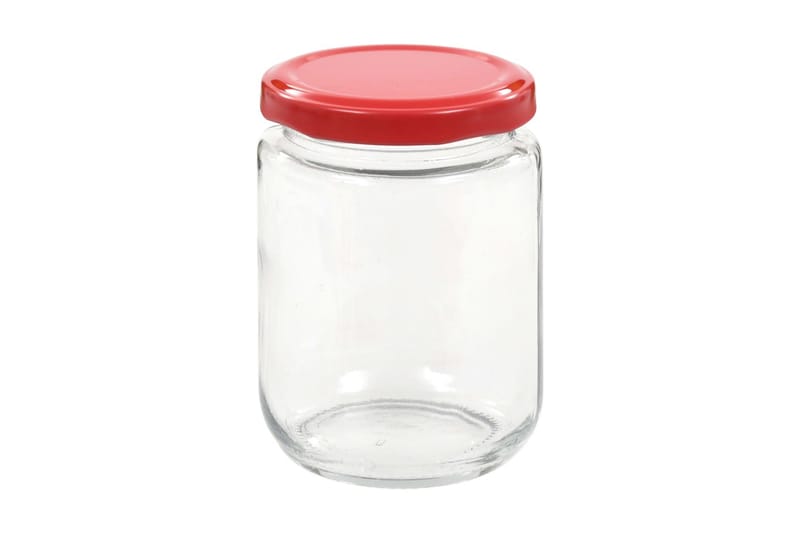 Syltburkar i glas med röda lock 48 st 230 ml - Röd - Förvaring - Småförvaring - Förvaringsburk