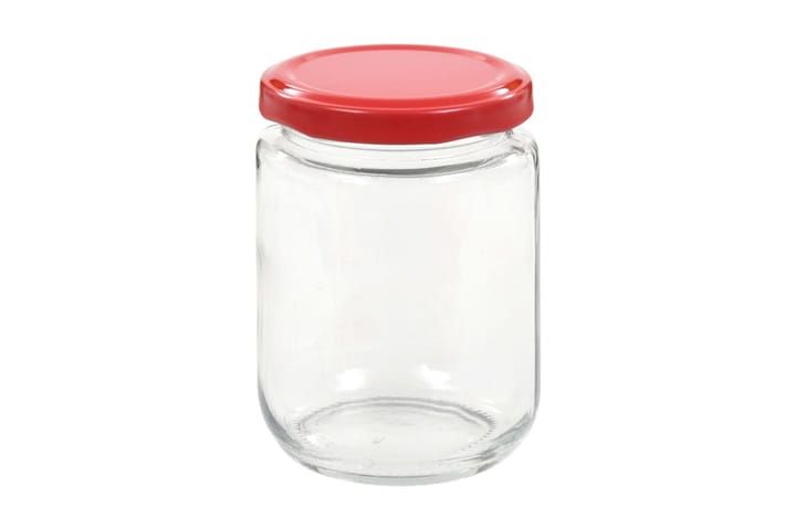 Syltburkar i glas med röda lock 96 st 230 ml - Röd - Förvaring - Småförvaring - Förvaringsburk