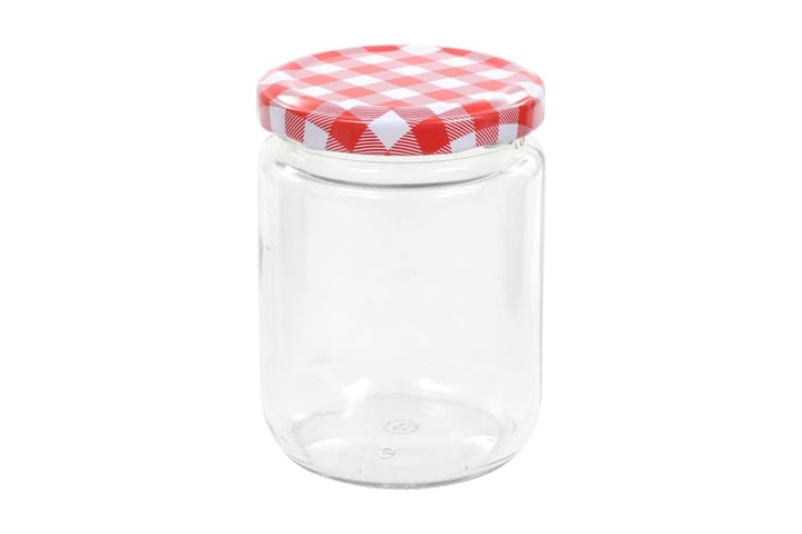 Syltburkar i glas med vita och röda lock 96 st 230 ml - Röd - Förvaring - Småförvaring - Förvaringsburk