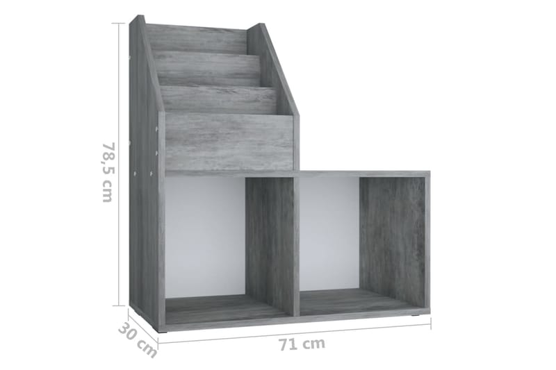 Tidningsställ för barn betonggrå 71x30x78,5 cm spånskiva - Betonggrå - Förvaring - Småförvaring