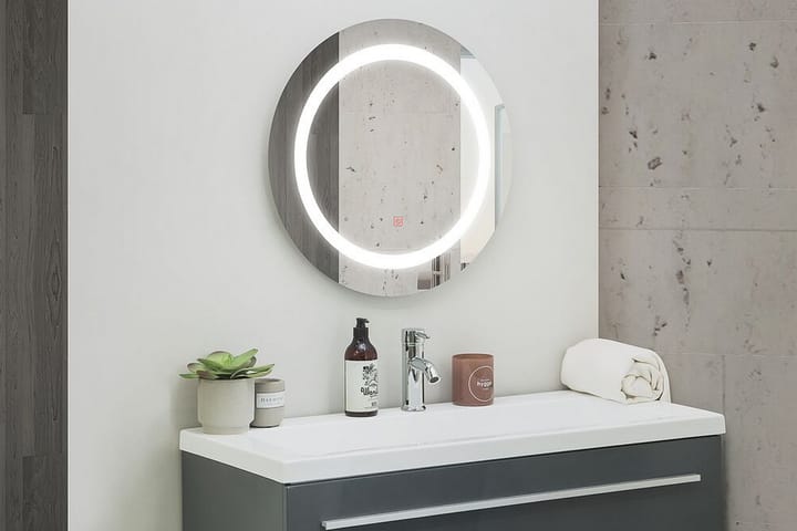 Spegel Cemre LED Rund 58x58 cm - Silver - Inredning - Spegel - Väggspegel
