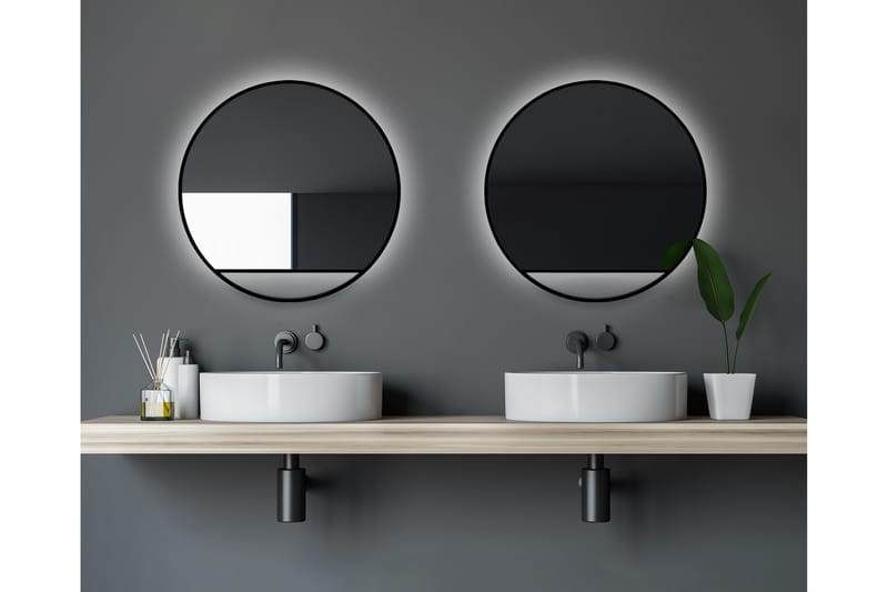 Spegel Linka 60 cm - Svart - Belysning - Badrumslampa & badrumsbelysning - Badrumsspegel med belysning