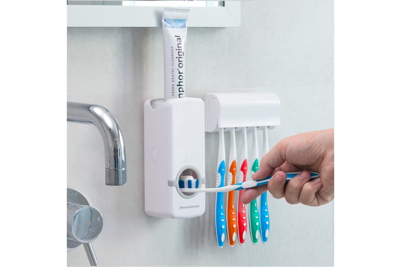 Tandkrämdispensare Home Houseware Vit - InnovaGoods - Inredning - Badrumsinredning - Tandborsthållare & tandborstmugg