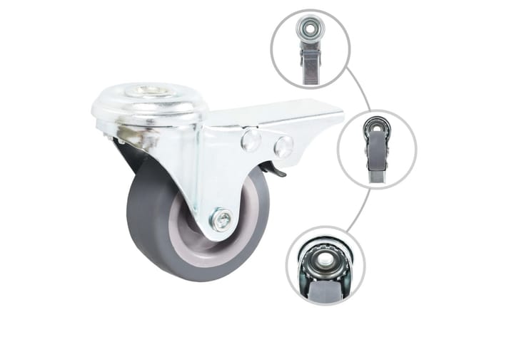 Länkhjul med bulthål 12 st 50 mm - Grå - Inredning - Dekoration & inredningsdetaljer - Dekorbeslag - Beslag - Möbelhjul