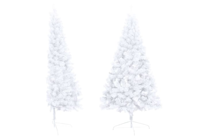 Halv plastgran med LED och julgranskulor vit 150 cm - Vit - Inredning - Dekoration & inredningsdetaljer - Julpynt & juldekoration - Plastgran
