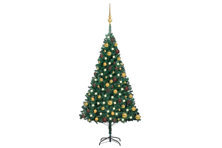 Plastgran med LED och julgranskulor grön 120 cm PVC - Inredning - Dekoration & inredningsdetaljer - Julpynt & juldekoration - Plastgran