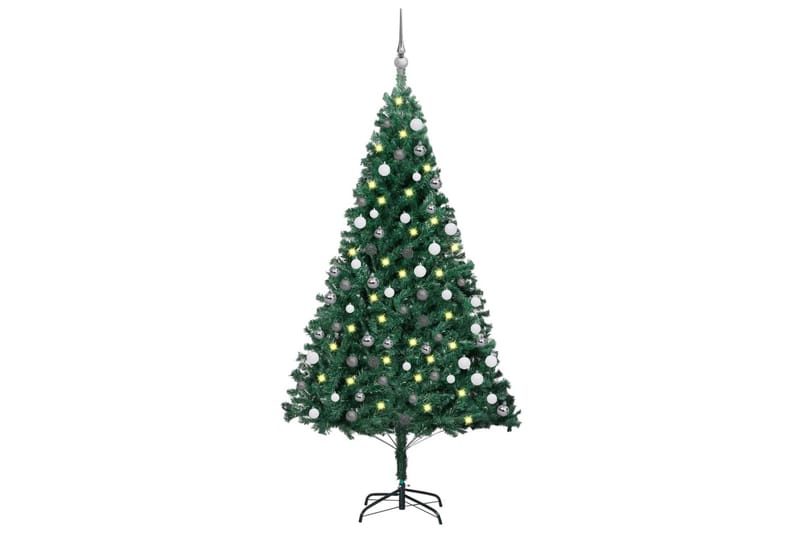 Plastgran med LED och julgranskulor grön 120 cm PVC - Grön - Inredning - Dekoration & inredningsdetaljer - Julpynt & juldekoration - Plastgran