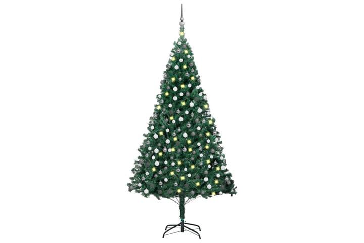 Plastgran med LED och julgranskulor grön 210 cm PVC - Inredning - Dekoration & inredningsdetaljer - Julpynt & juldekoration - Plastgran