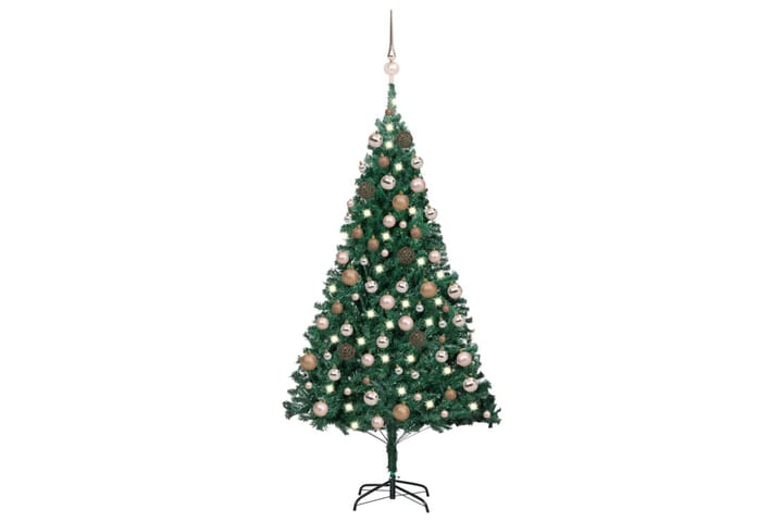 Plastgran med LED och julgranskulor grön 120 cm PVC - Inredning - Dekoration & inredningsdetaljer - Julpynt & juldekoration - Plastgran