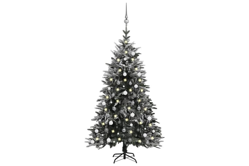 Plastgran med LED och julgranskulor och snö 180 cm PVC&PE - Belysning - Julbelysning - Övrig julbelysning
