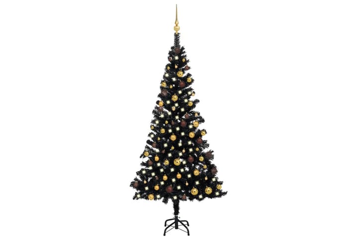 Plastgran med LED och julgranskulor svart 180 cm PVC - Inredning - Dekoration & inredningsdetaljer - Julpynt & juldekoration - Plastgran