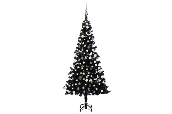 Plastgran med LED och julgranskulor svart 180 cm PVC - Inredning - Dekoration & inredningsdetaljer - Julpynt & juldekoration - Plastgran
