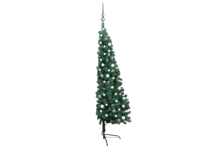 Halv plastgran med LED och julgranskulor grön 120 cm - Inredning - Dekoration - Julpynt & juldekoration