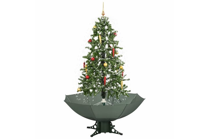 Julgran med snö och paraplybas grön 170 cm - Grön - Möbler - Bord & matgrupp - Avlastningsbord & sidobord - Brickbord & småbord
