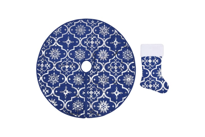 Julgranskrage lyxig med blå strumpa 90 cm tyg - Blå - Inredning - Dekoration & inredningsdetaljer - Julpynt & juldekoration