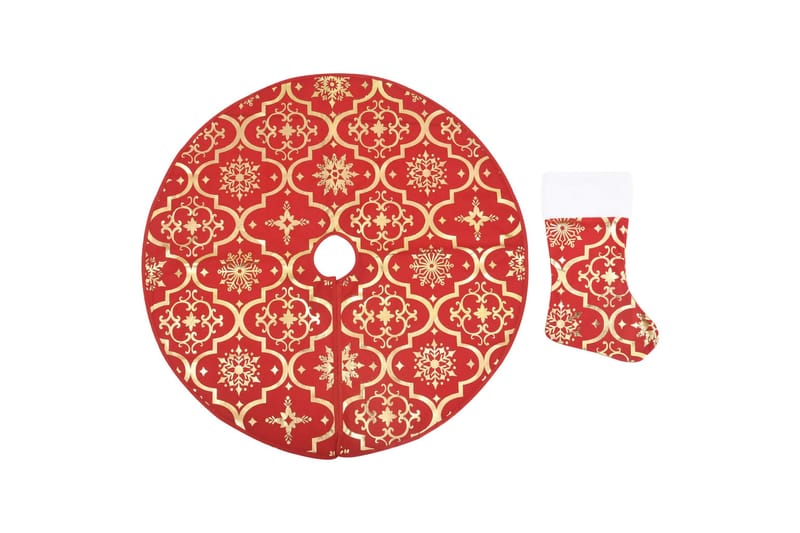 Julgranskrage lyxig med röd strumpa Ã˜90 cm tyg - Röd - Inredning - Dekoration & inredningsdetaljer