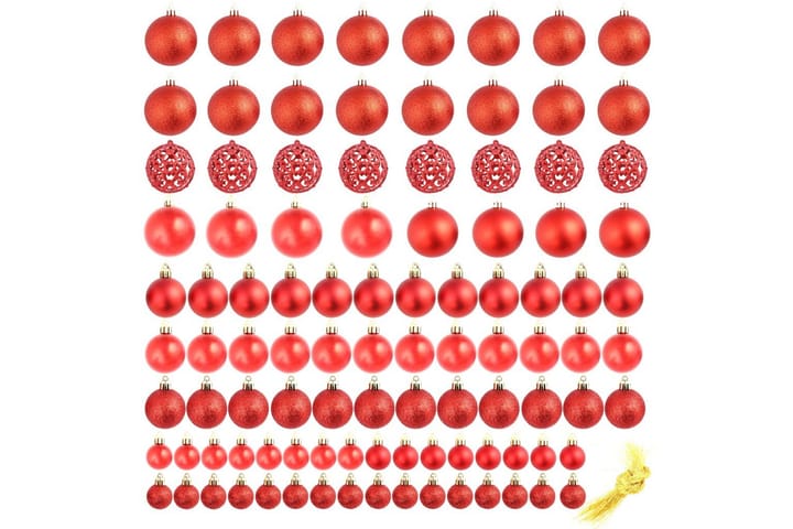 Julgranskulor 100 delar set 3/4/6 cm röd - Röd - Inredning - Dekoration & inredningsdetaljer - Julpynt & juldekoration - Plastgran